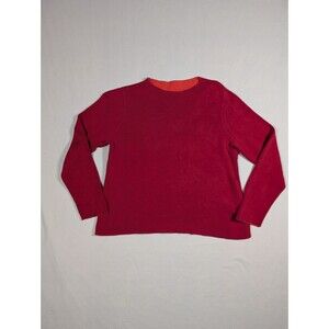 Eileen Fisher Silk Blouse Top Size MP Red Long Sleeve Lightweight Pullover Shirt